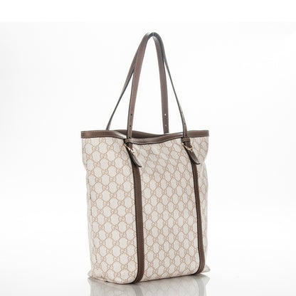Gucci GG Supreme Monogram Calfskin Medium Nice Tote New Mystic White Beige Brown 3 of 7