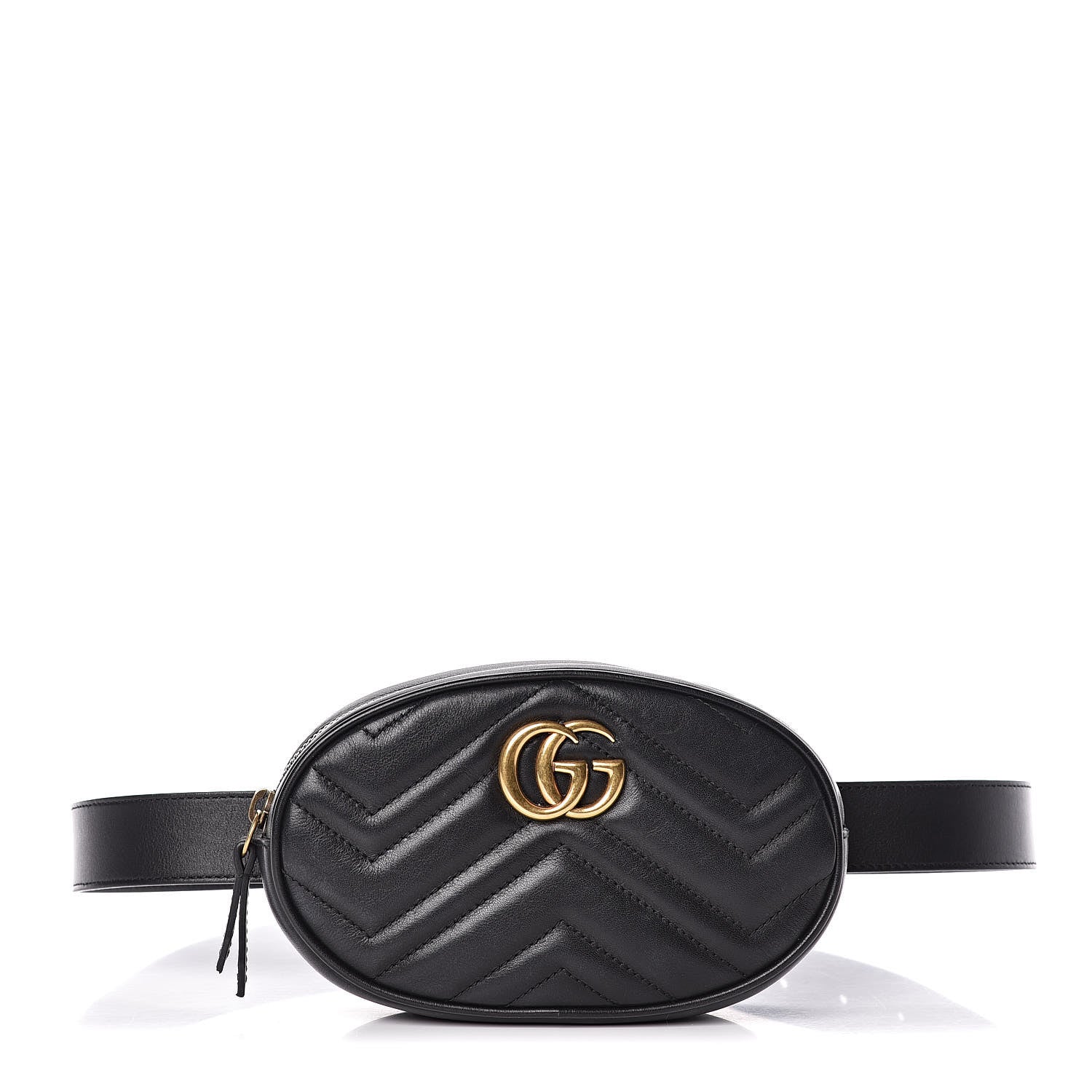 Gucci Calfskin Matelasse GG Marmont Belt Bag 85 34 Black 1 of 10