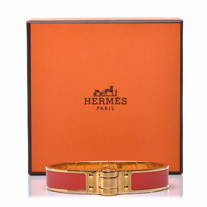 Hermes Epsom Charniere Uni Narrow Hinged Bracelet M Rose Jaipur 5 of 5