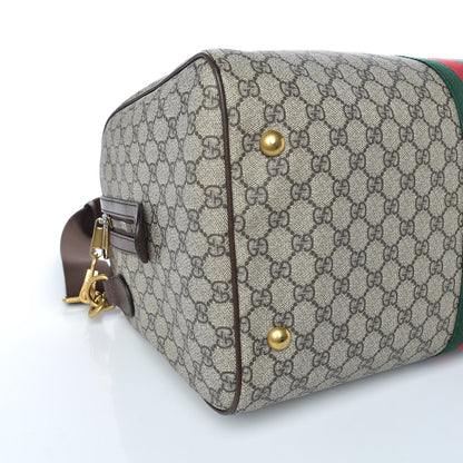 Gucci GG Supreme Monogram Textured Dollar Calfskin Web Medium Ophidia Carry-On Duffle Bag Beige Ebony New Acero 8 of 9