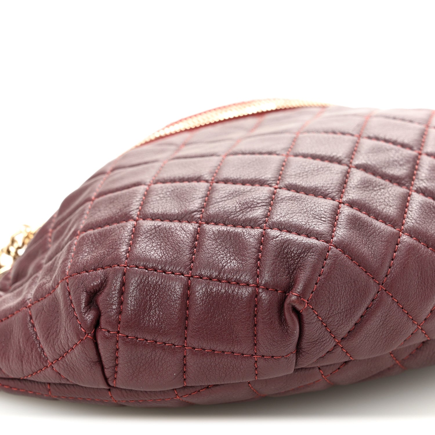 Chanel Calfskin Quilted Banane Waist Bag Fanny Pack Burgundy 9 of 10