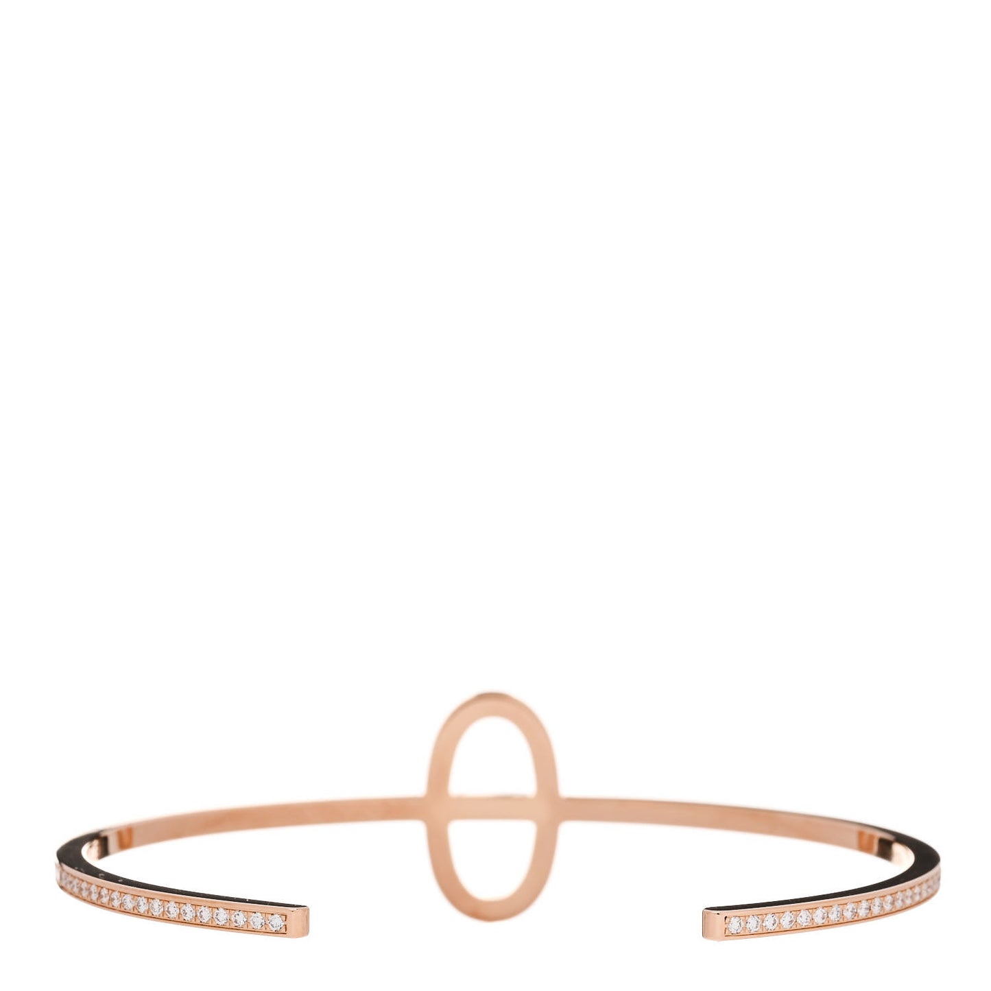 18K Rose Gold Diamond Chaine d'Ancre Contour Cuff Bracelet SH