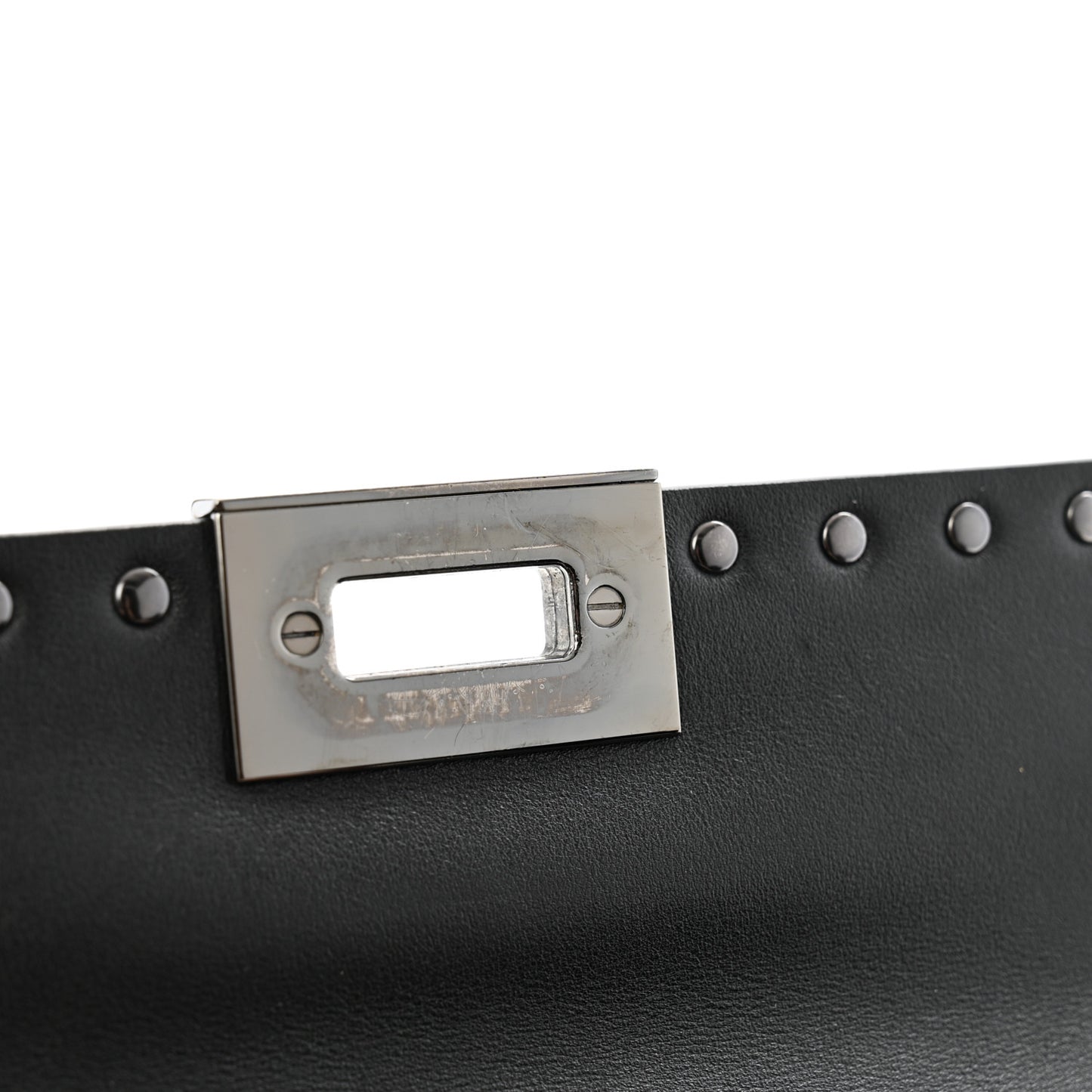 Vitello Chevron Medium Rockstud Flip Lock Crossbody Bag Light Ivory Black