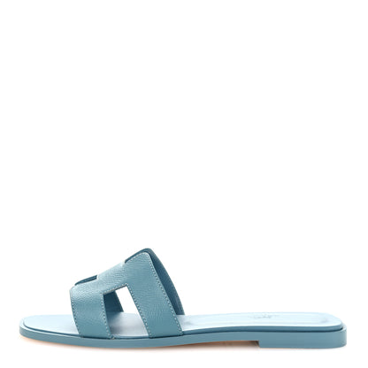 Hermes Epsom Oran Sandals 38 New Blue Jean 1 of 11