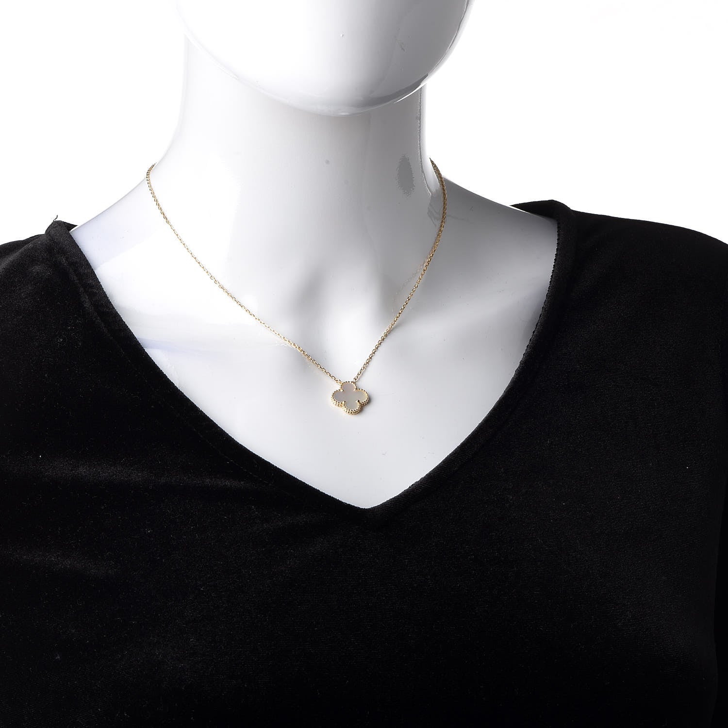 Van Cleef & Arpels 18K Yellow Gold Mother of Pearl Vintage Alhambra Pendant Necklace 2 of 7