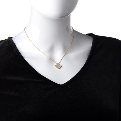 Van Cleef & Arpels 18K Yellow Gold Mother of Pearl Vintage Alhambra Pendant Necklace 2 of 7
