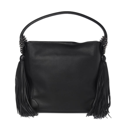 Christian Louboutin Empire Calf Spikes Fringe Eloise Hobo Black 2 of 8