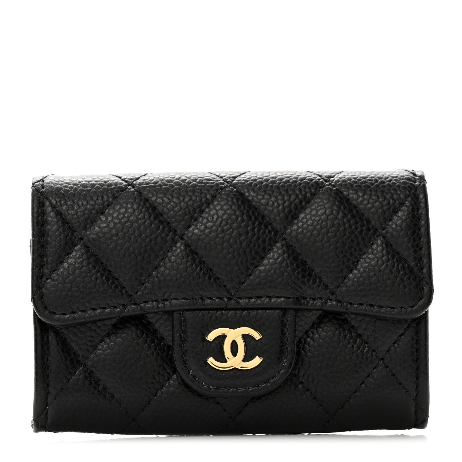 Chanel Caviar Quilted Flap Card Holder Wallet Black 1 of 9