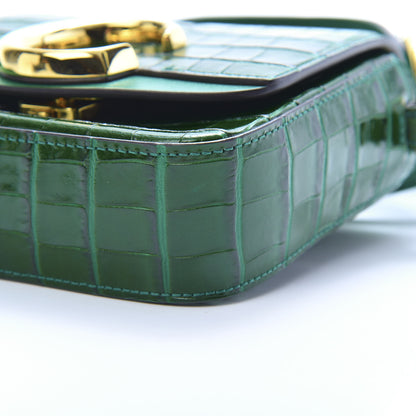 Chloe Calfskin Crocodile Embossed Mini C Double Carry Woodsy Green 10 of 15