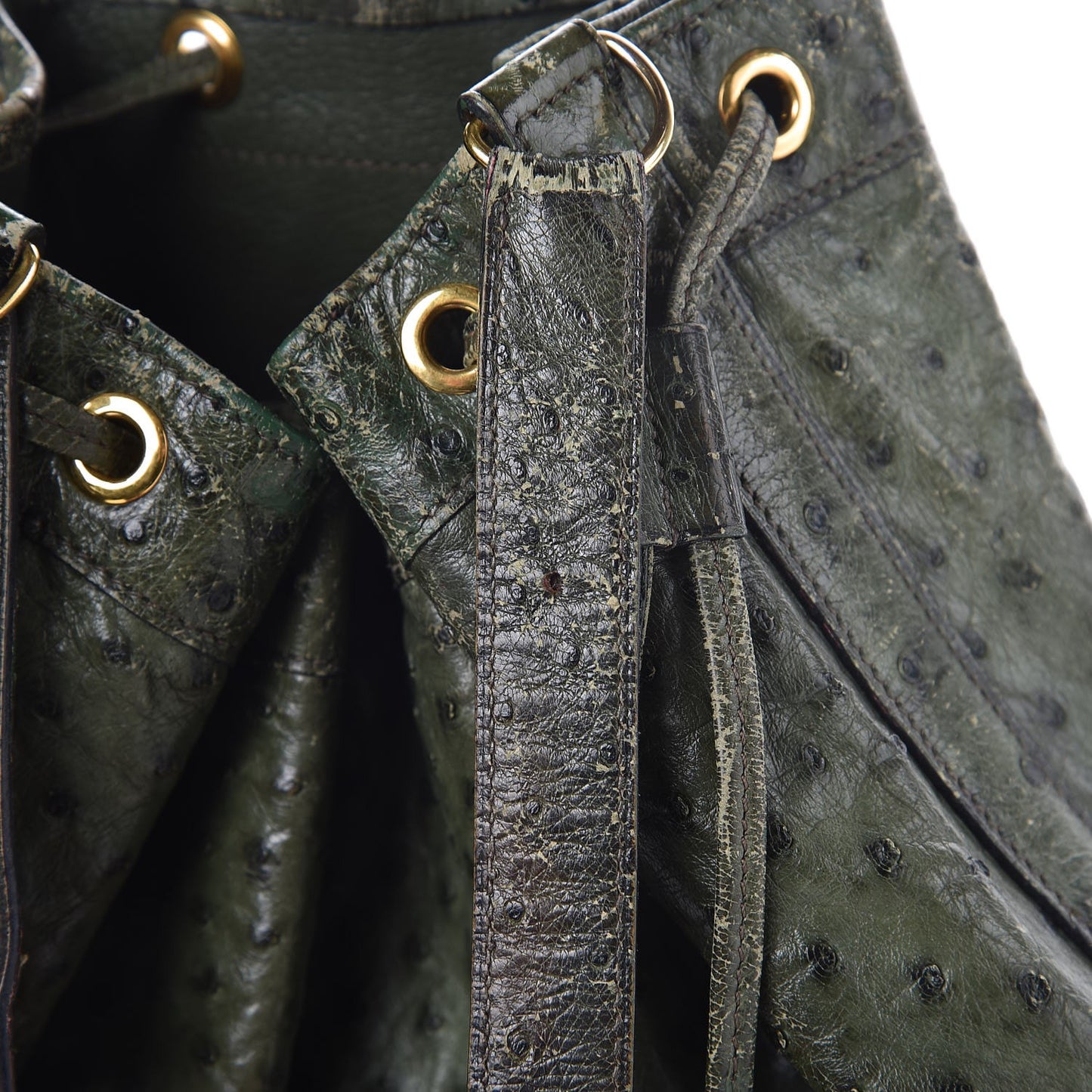 Ostrich Market Drawstring Bag 28 Vert Olive