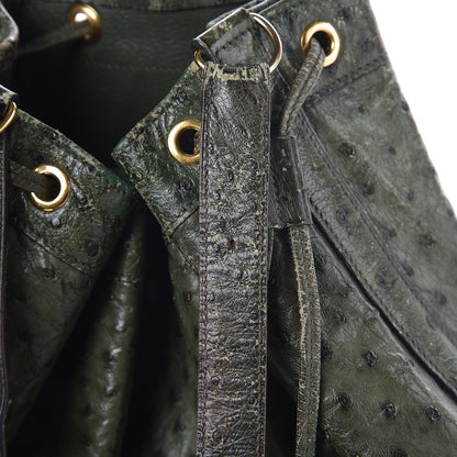 Hermes Ostrich Market Drawstring Bag 28 Vert Olive 8 of 15