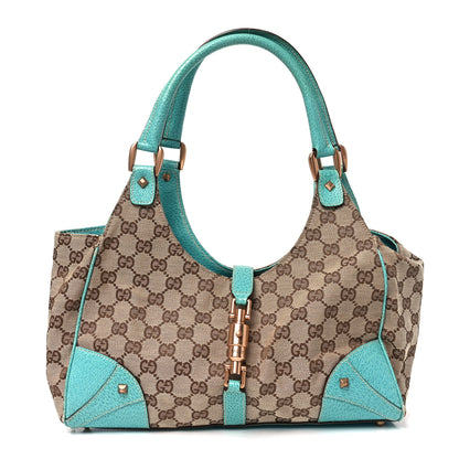 Gucci Monogram Calfskin Large Bardot Shoulder Bag Turquoise 1 of 9