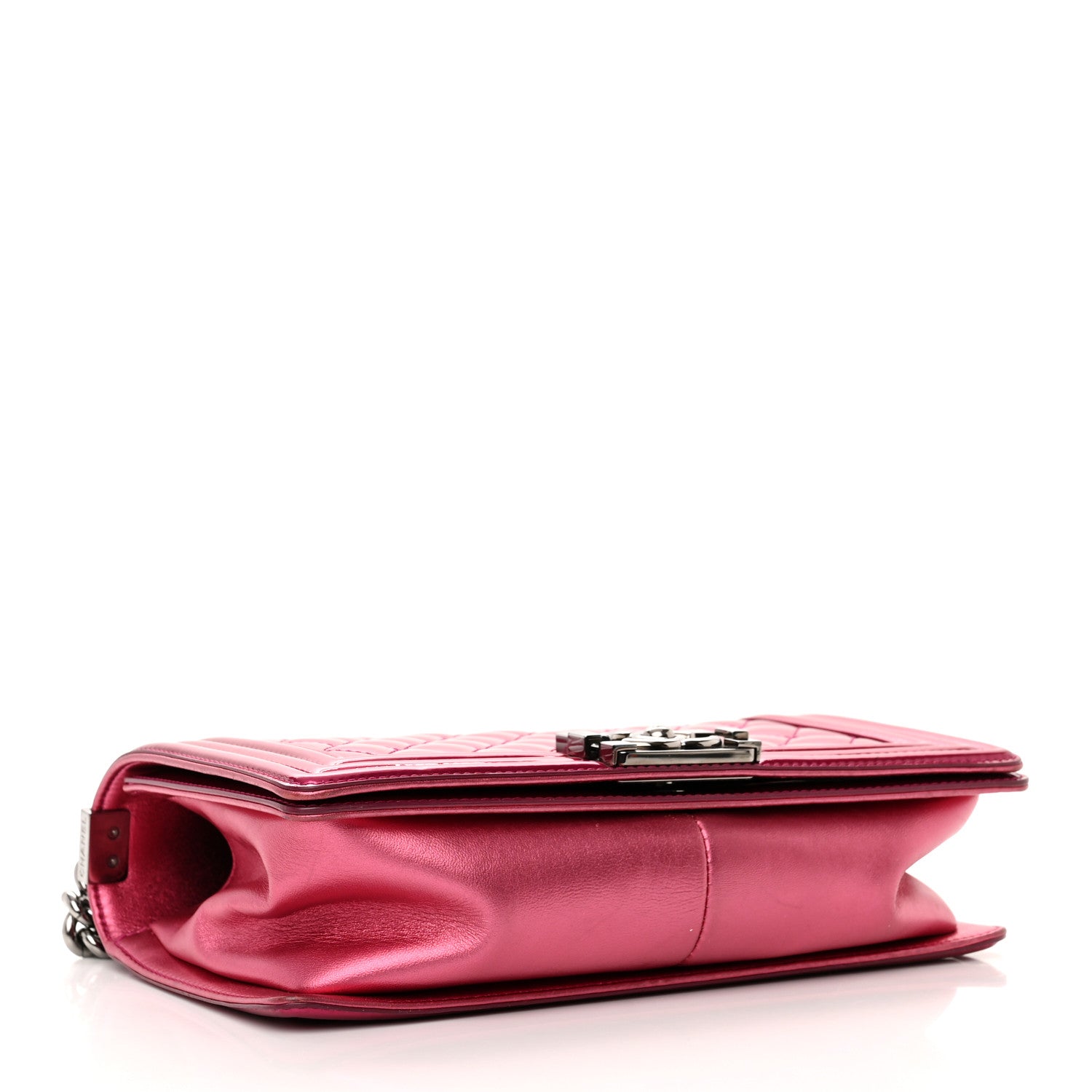Chanel Metallic Patent Calfskin Quilted Medium Boy Flap Pink 4 of 16