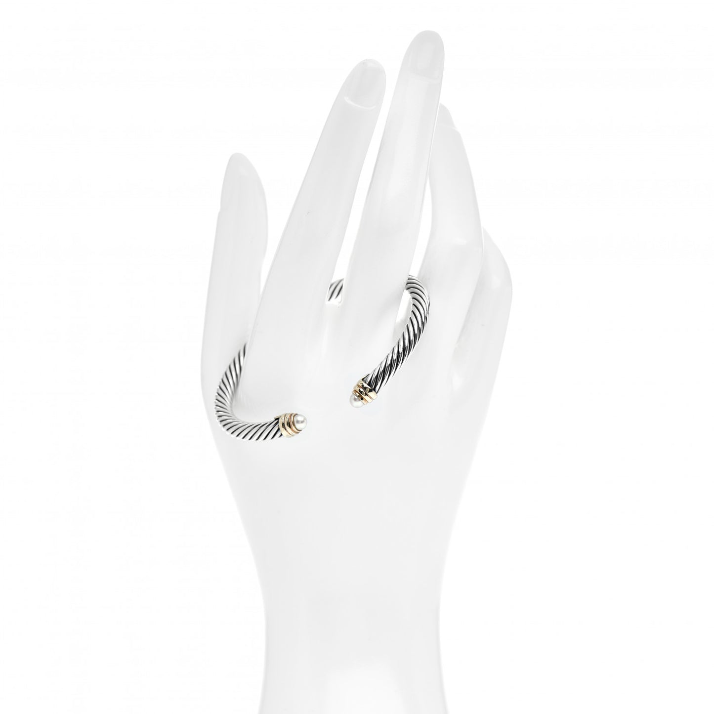 Sterling Silver 14K Yellow Gold Pearl 5mm Cable Classics Petite Color Bracelet