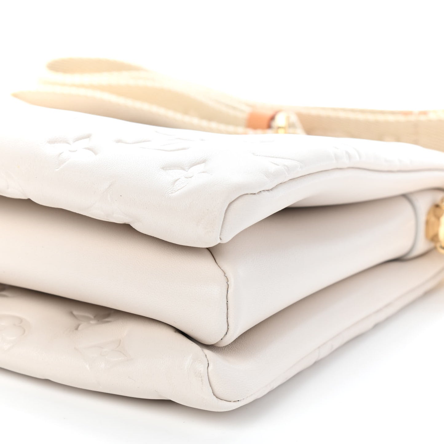 Lambskin Embossed Monogram Coussin PM Beige Cream