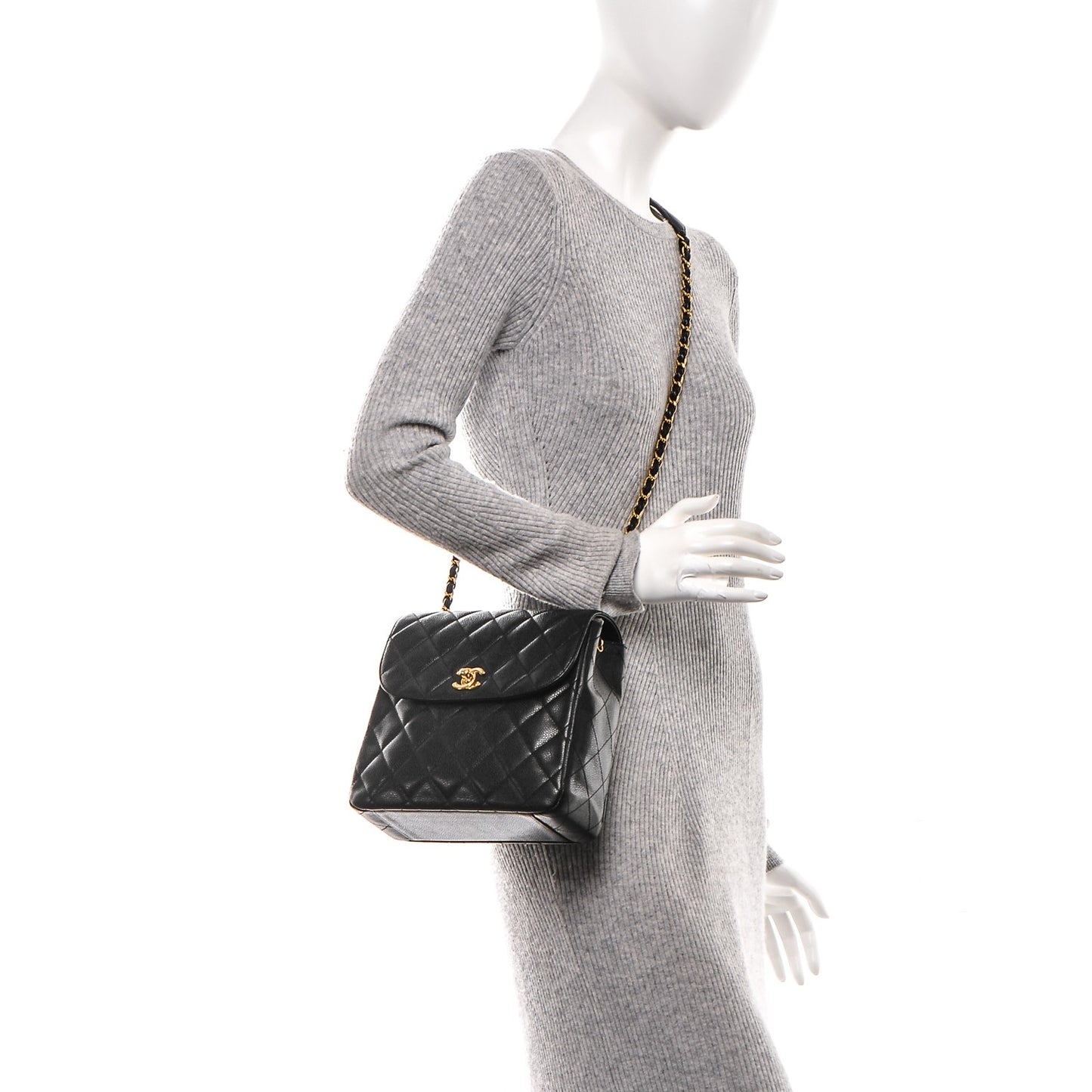 Caviar Quilted Medium Single Flap Black
