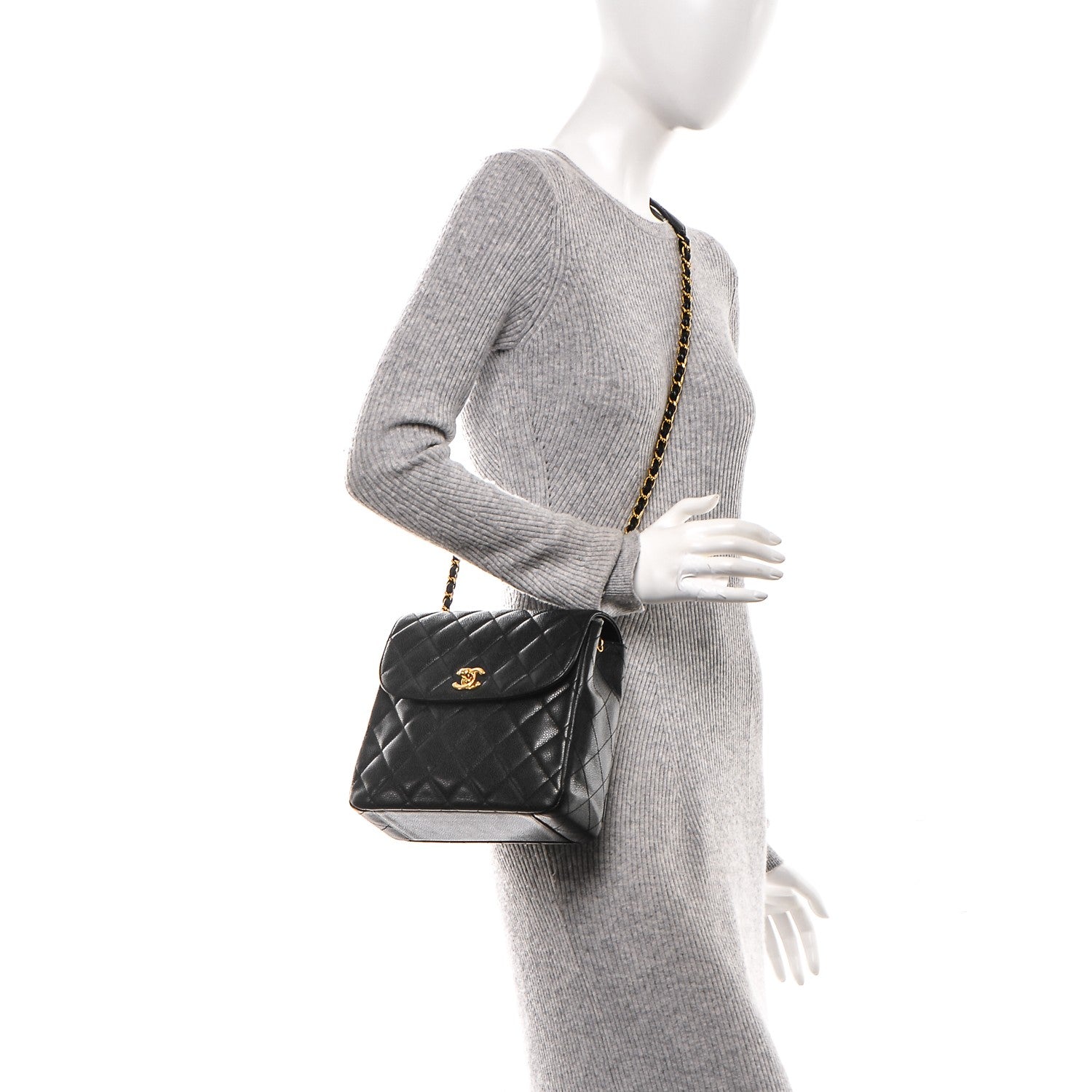 Chanel Caviar Quilted Medium Single Flap Black 2 of 10