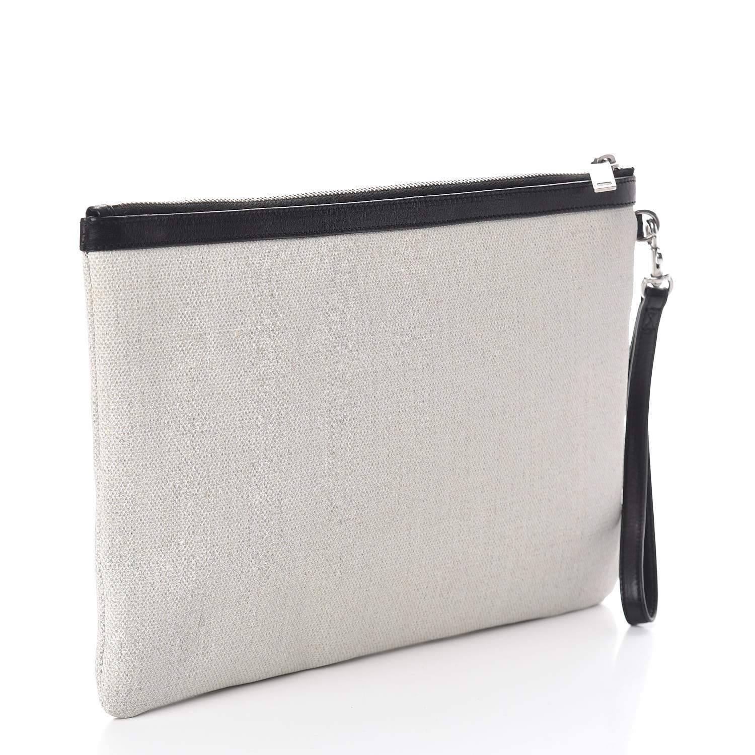 Saint Laurent Linen Canvas Rive Gauche Zipped Pouch Optic White 3 of 6