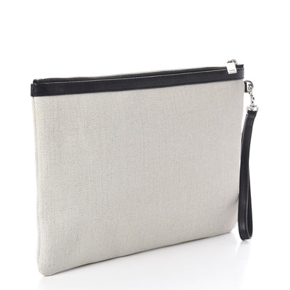 Saint Laurent Linen Canvas Rive Gauche Zipped Pouch Optic White 3 of 6