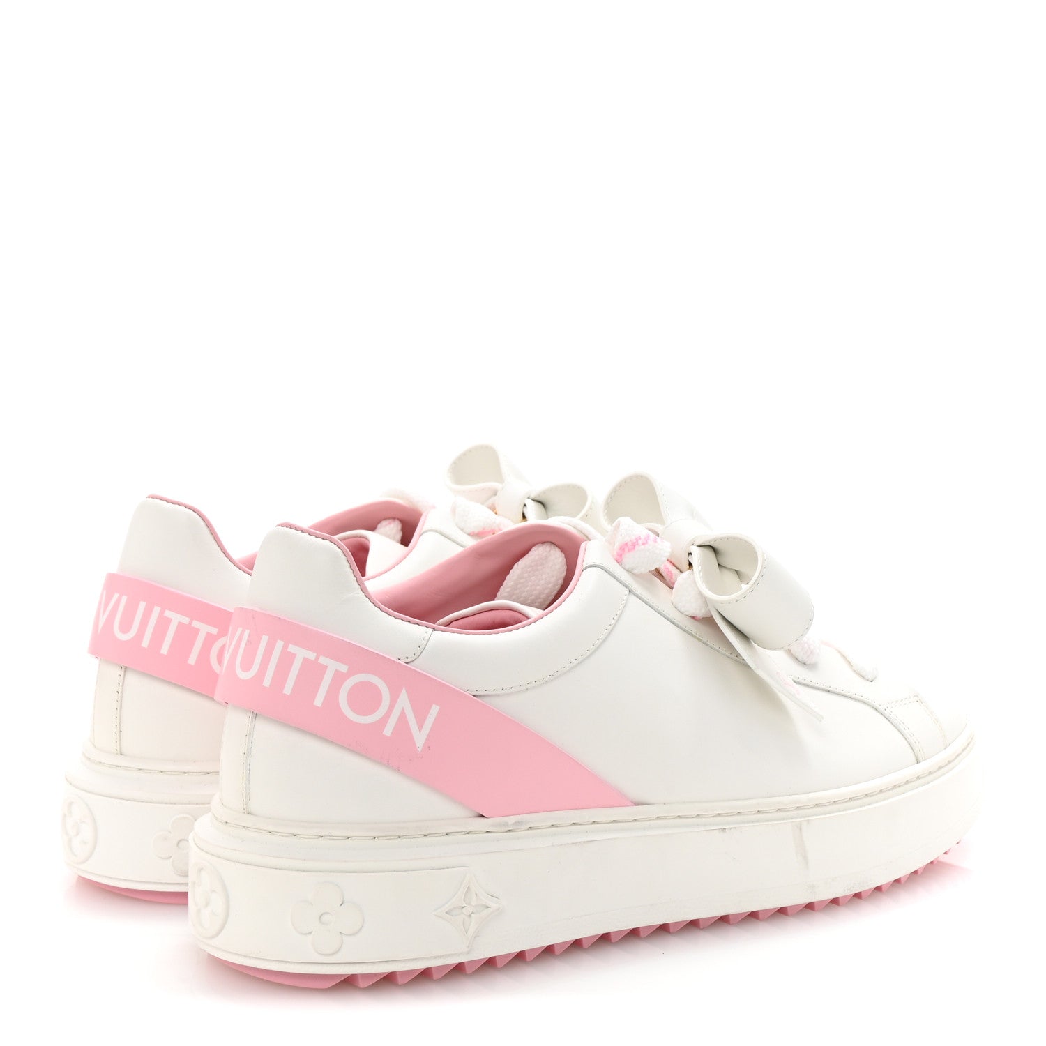 Louis Vuitton Calfskin Time Out Bow Sneakers 40 White Pink 5 of 9