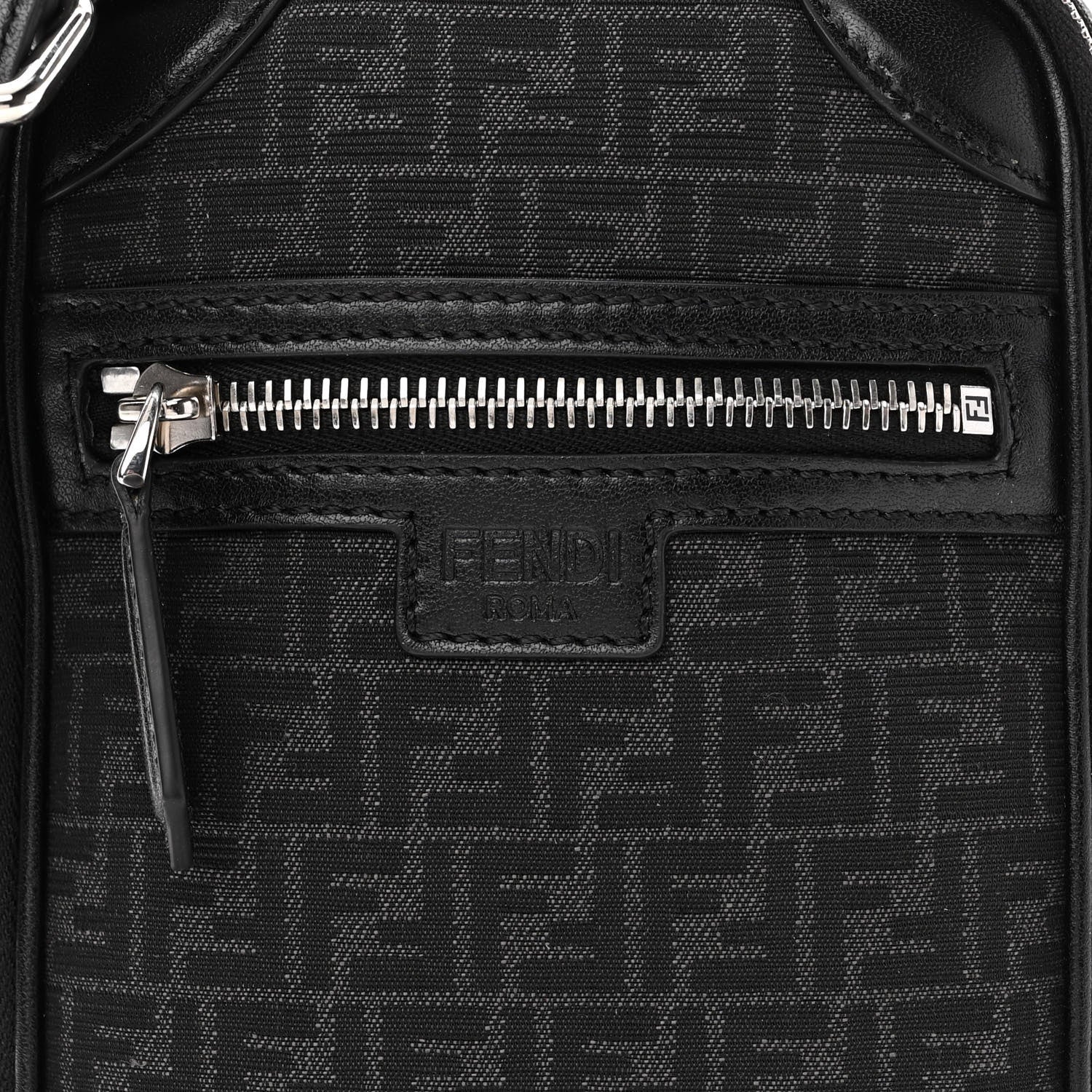 Fendi Recycled Fabric Jacquard Vitello Astro Micro FF Mini Trolley Bag Asfalto Black 8 of 10