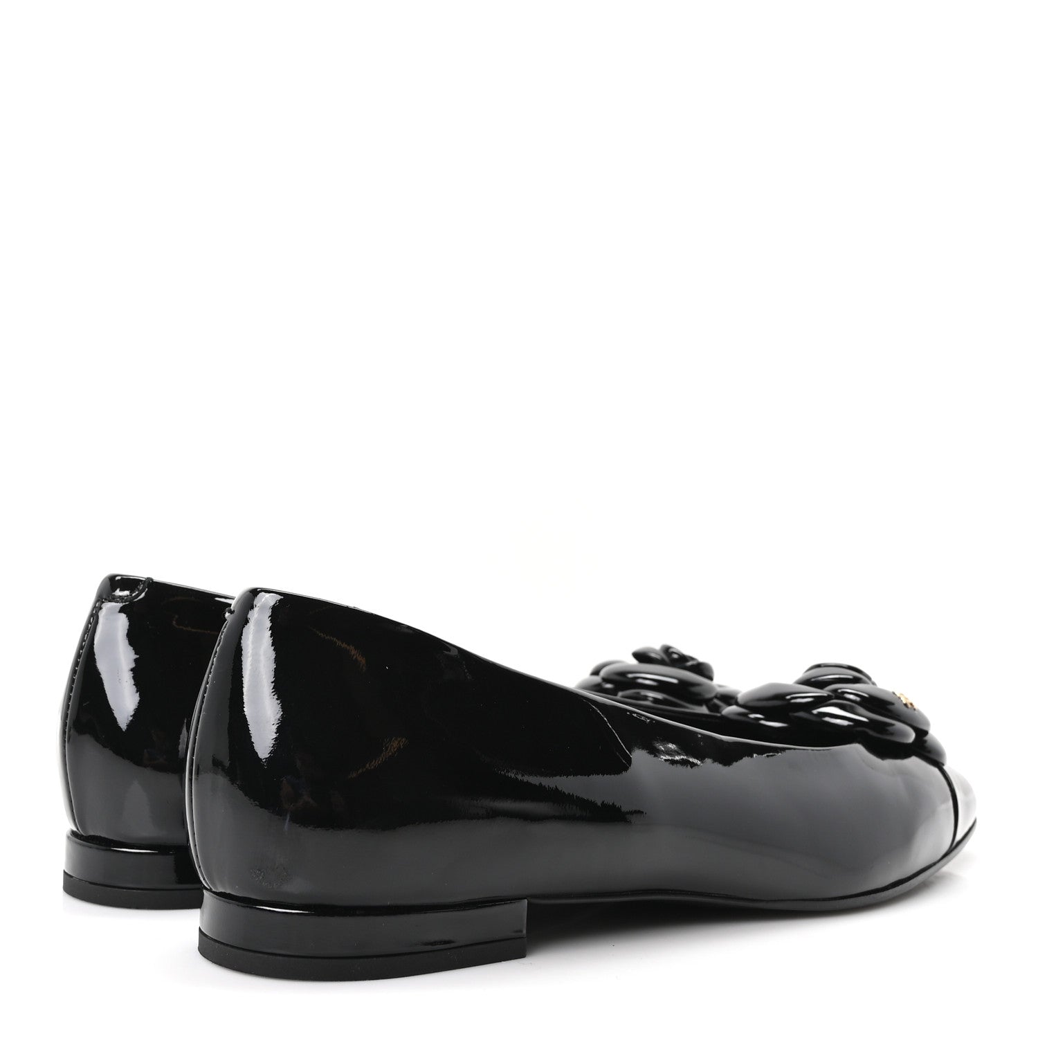 Chanel Patent Camellia Ballerina Flats  40 Black 5 of 9