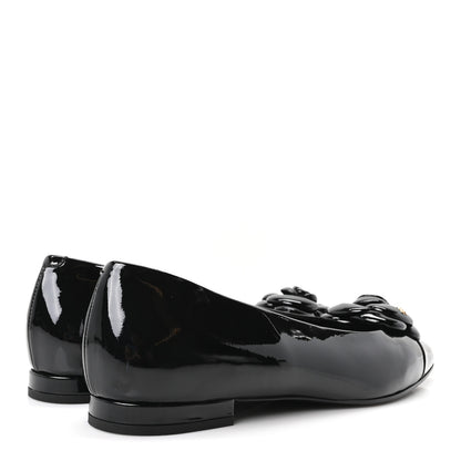 Chanel Patent Camellia Ballerina Flats  40 Black 5 of 9