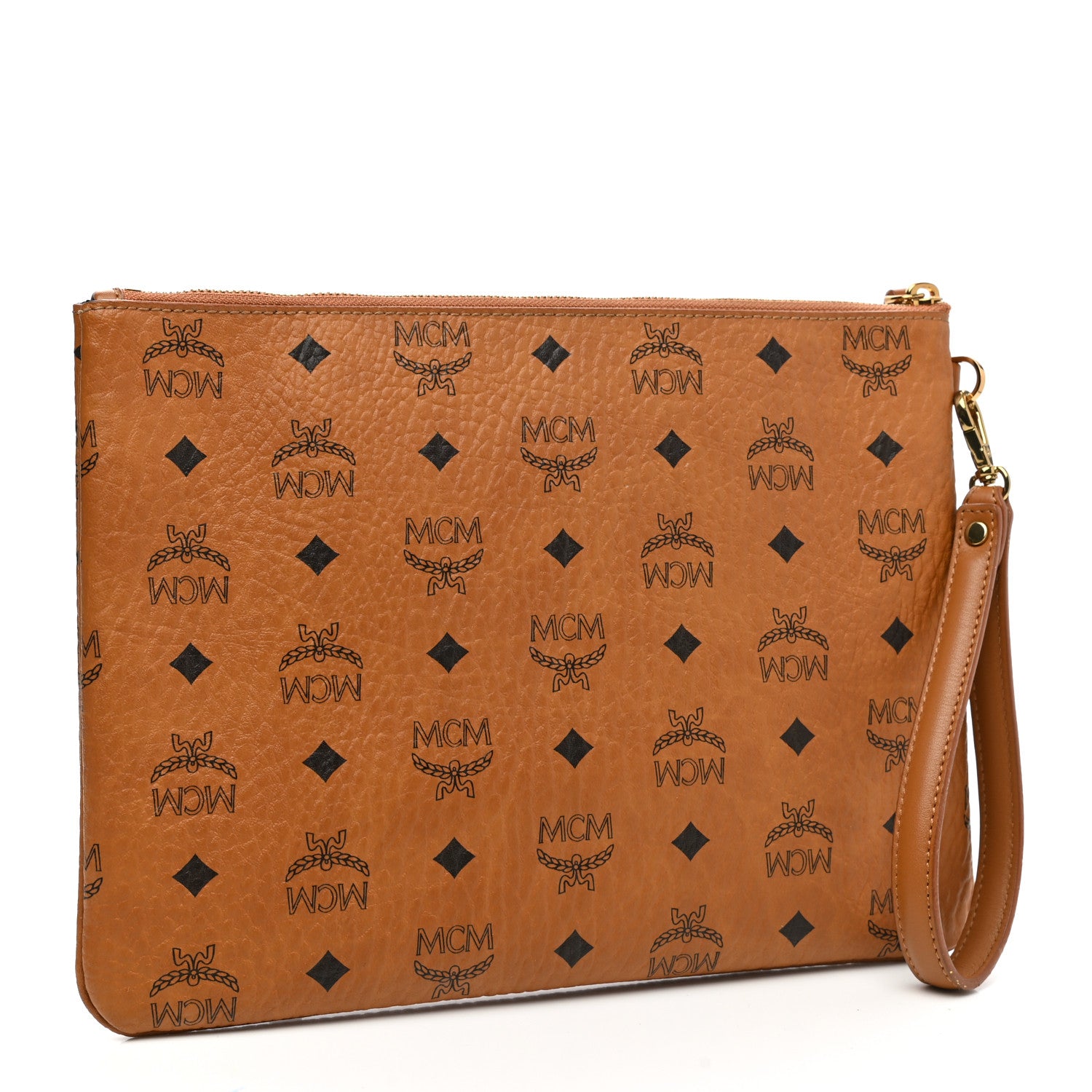 MCM Visetos Stark Wristlet Pouch Cognac 3 of 7