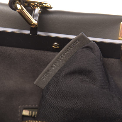 Fendi Calfskin Geometric Embroidered Large Peekaboo Iconic Satchel Grey 8 of 11
