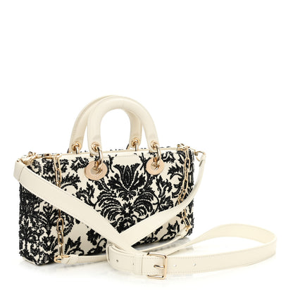 Christian Dior Calfskin Embroidered Lady D-Joy White Black 3 of 12