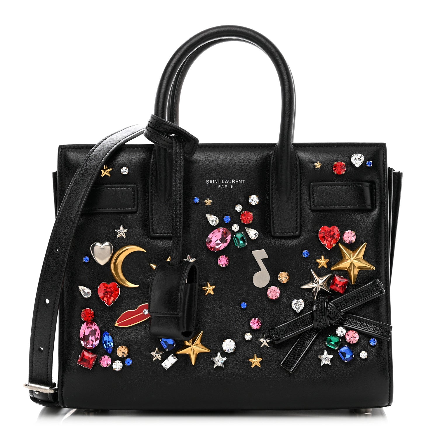 Saint Laurent Calfskin Crystal Embellished Nano Sac de Jour Black 1 of 10