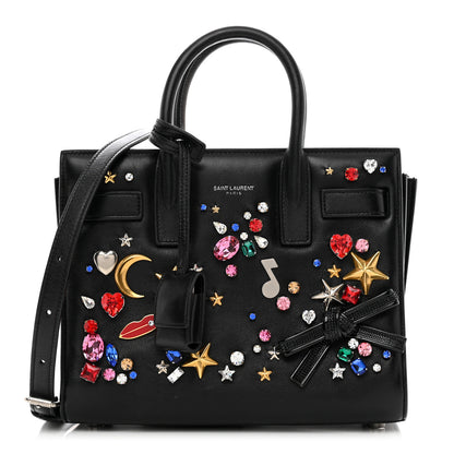 Saint Laurent Calfskin Crystal Embellished Nano Sac de Jour Black 1 of 10