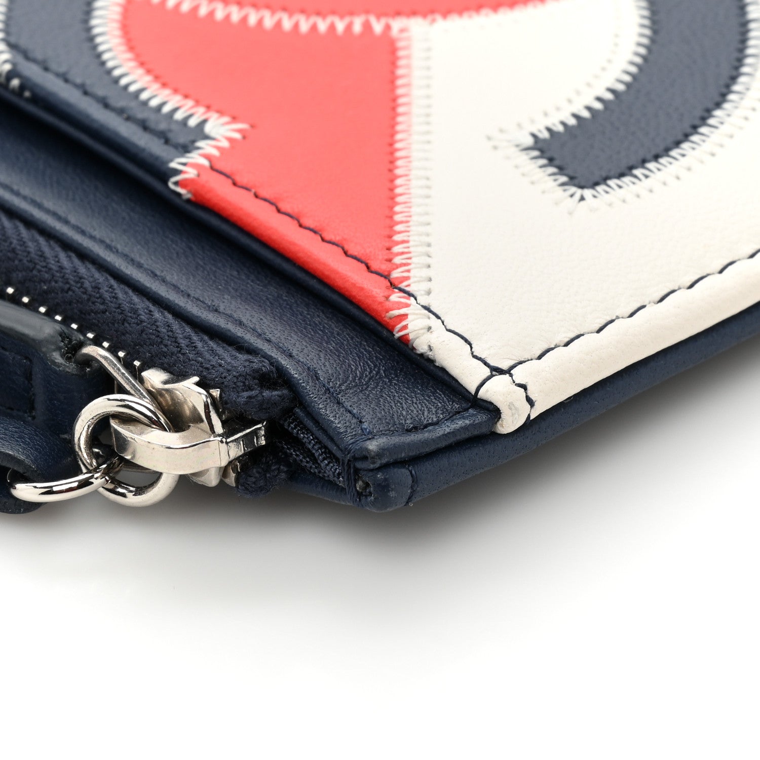 Chanel Lambskin CC Tassel Zip Pouch White Blue Red 10 of 11