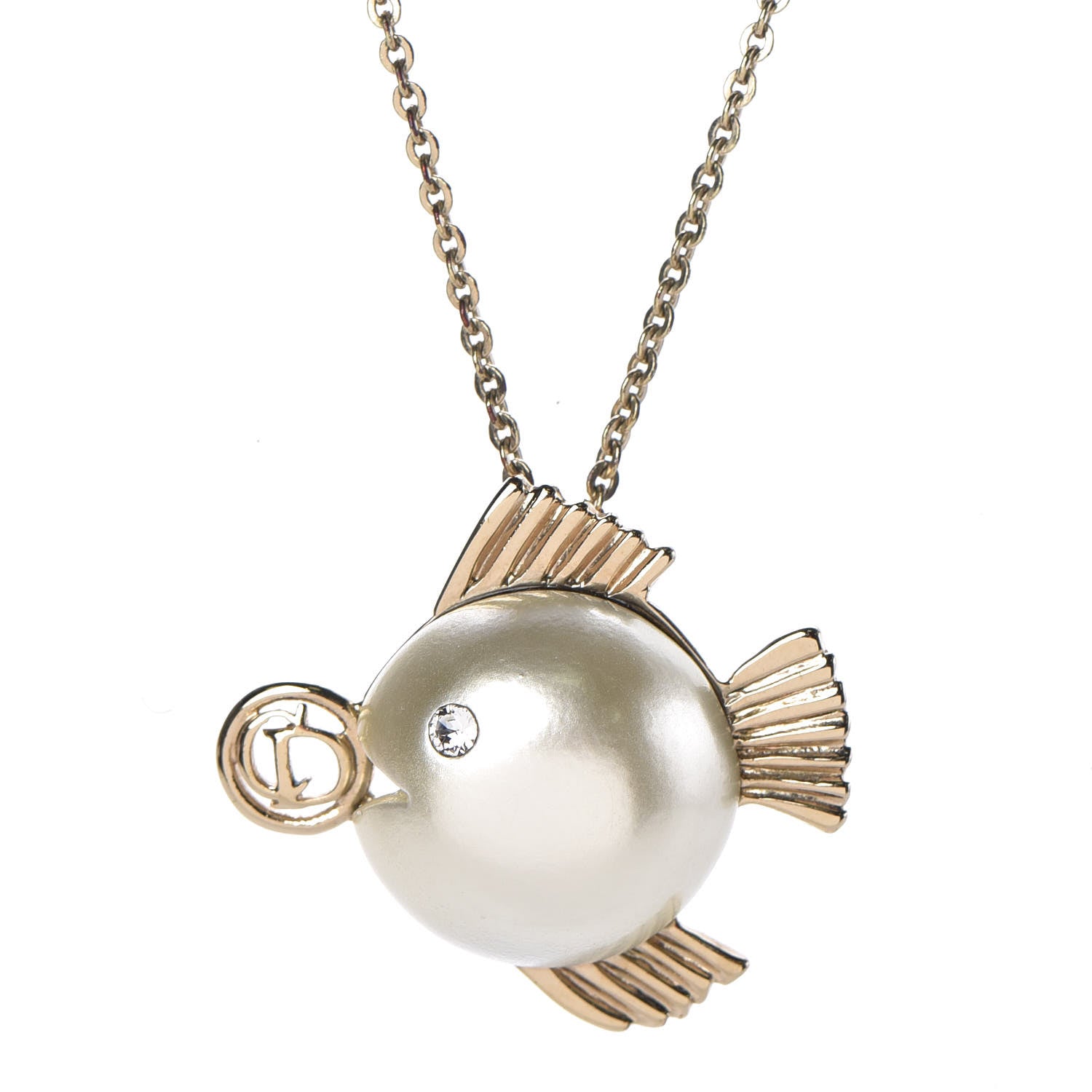 Christian Dior Resin Metal Tell Me Dior Zodiac Pisces Necklace Gold 3 of 5