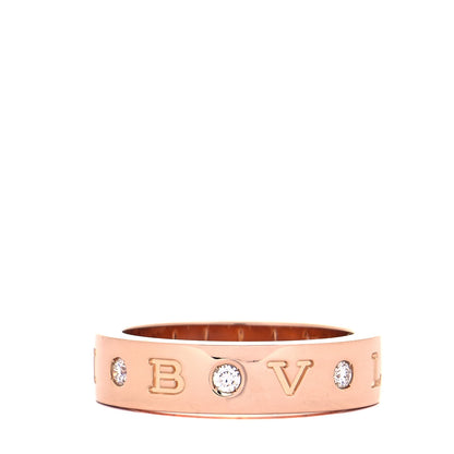 Bulgari 18K Rose Gold 7 Diamond BVLGARI BVLGARI Band Ring 53 6.5 1 of 5