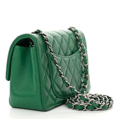 Chanel Lambskin Quilted Mini Rectangular Flap Dark Green 3 of 12