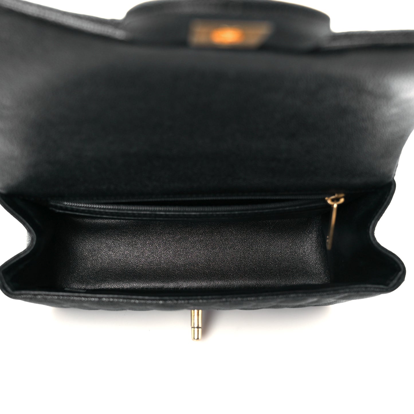Caviar Quilted Mini Top Handle Rectangular Flap Black