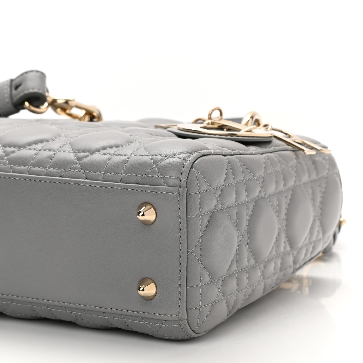 Lambskin Cannage Small Lucky Badges My Lady Dior Grey