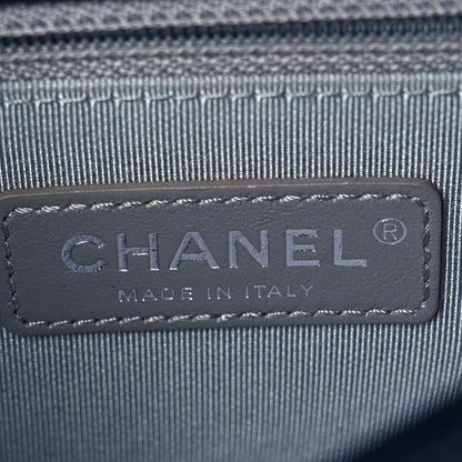 Chanel Metallic Sheepskin Chevron Quilted Medium Vintage Mademoiselle Flap Navy 5 of 9