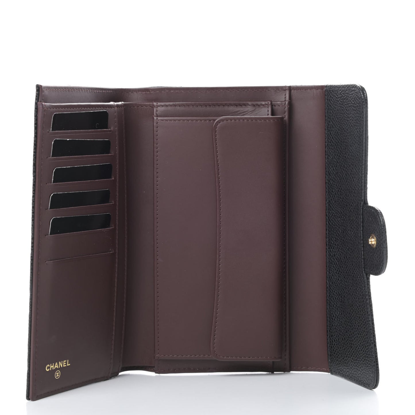 Caviar Quilted Large Flap Wallet Black