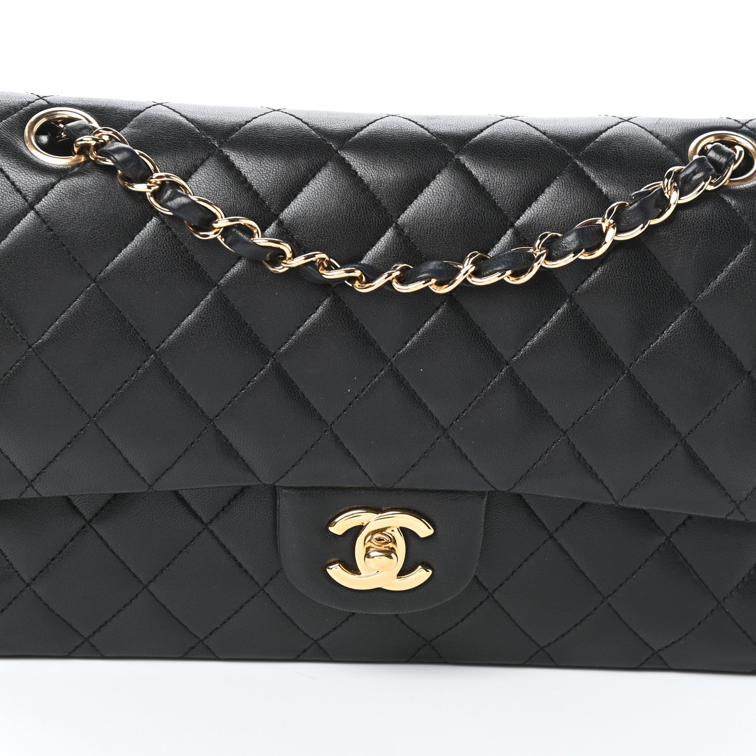 Chanel Lambskin Quilted Medium Double Flap Black 8 of 10
