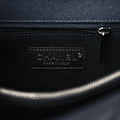 Chanel Caviar Chevron Quilted Small Coco Handle Flap Dark Grey 5 of 9