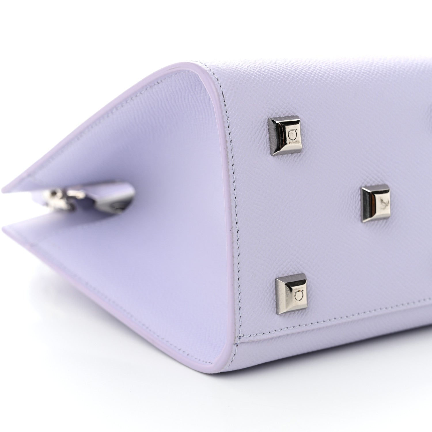 Salvatore Ferragamo Hammered Calfskin Small The Studio Box Bag Lavender 9 of 10
