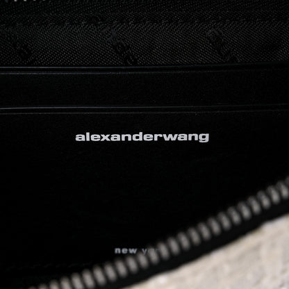 Alexander Wang Patent Tweed Chain Embellished Attica Belt Bag White 6 of 11