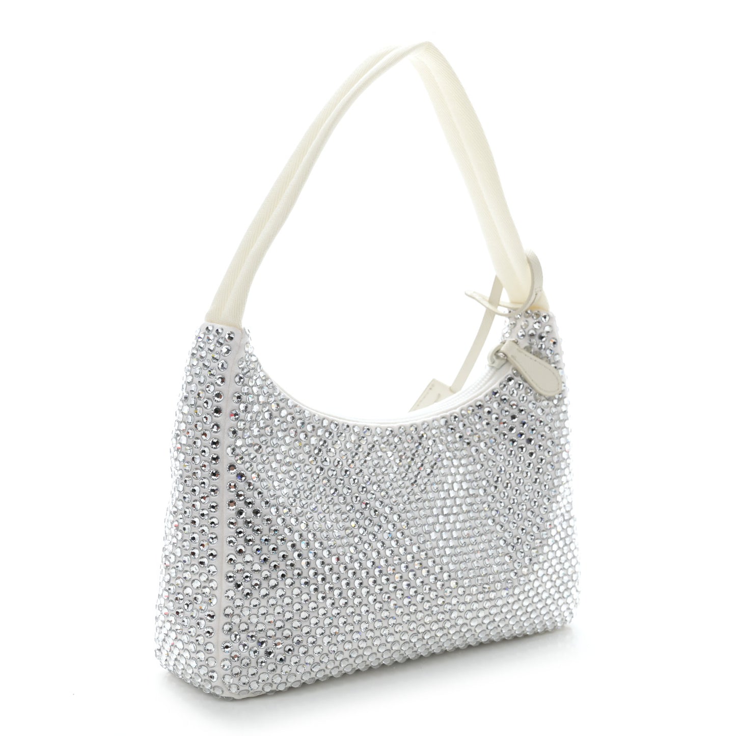 Satin Crystal Mini Re-Edition 2000 Bag White