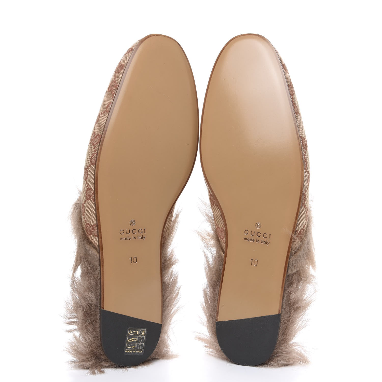 Gucci GG Monogram Fur Mens Princetown Slippers 10 Beige Ruggine Rust 5 of 9