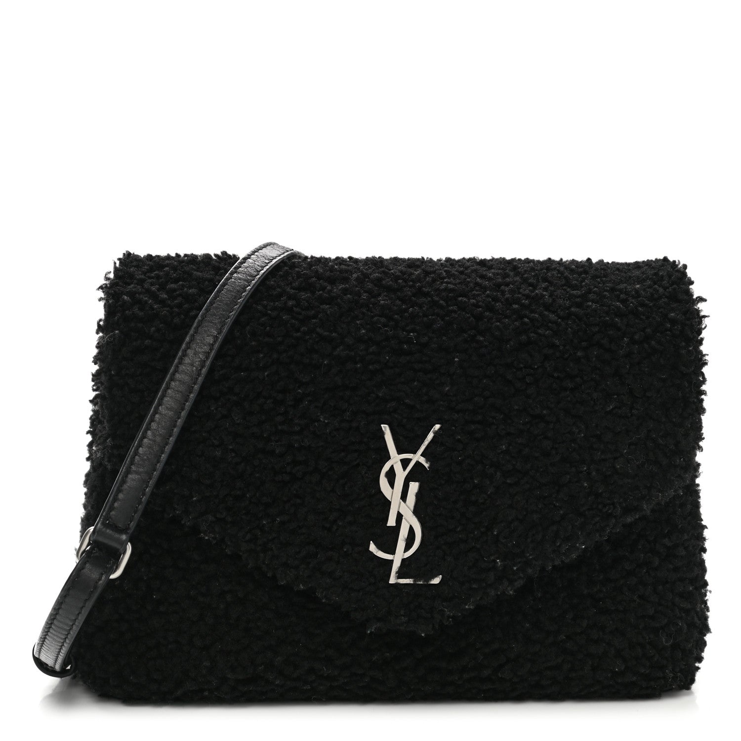 Saint Laurent Shearling Toy Loulou Shoulder Bag Black 1 of 11