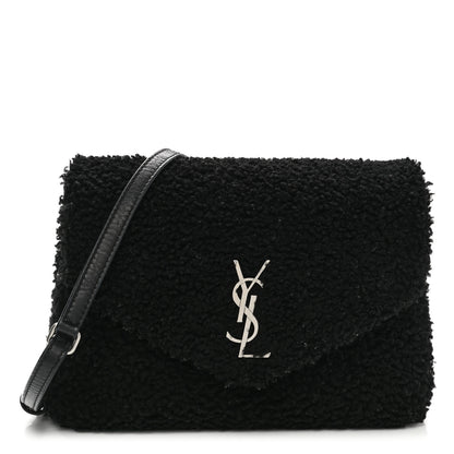 Saint Laurent Shearling Toy Loulou Shoulder Bag Black 1 of 11