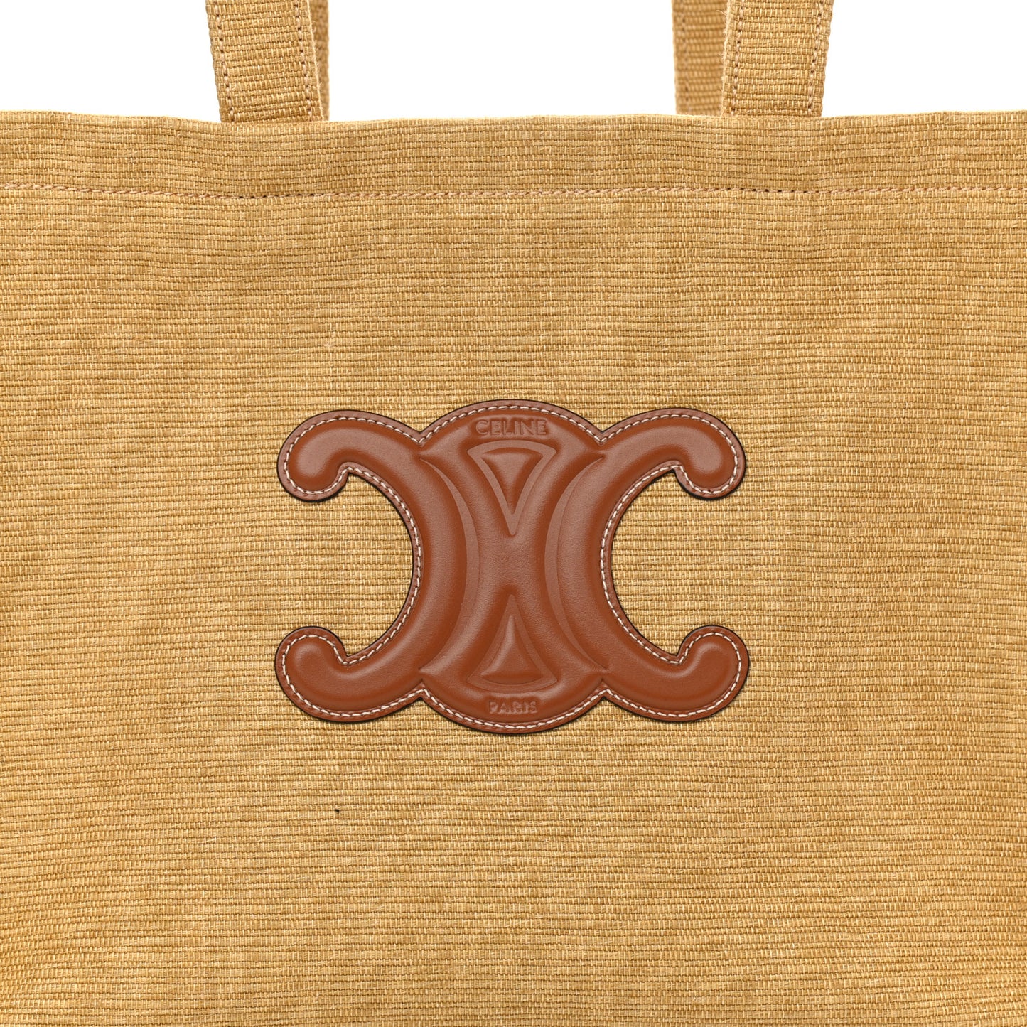 Textile Calfskin Triomphe Large Cabas Thais Natural Tan
