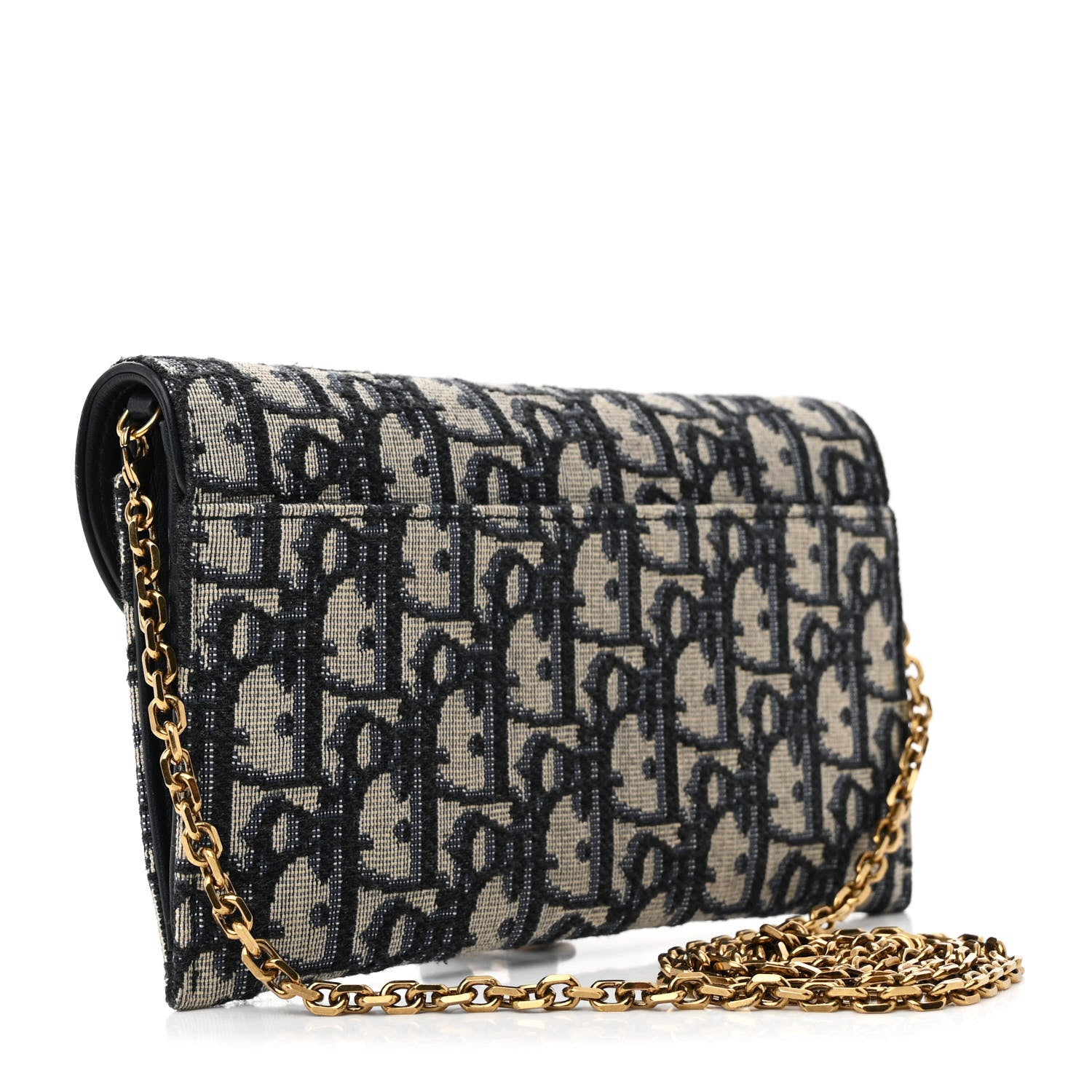 Christian Dior Oblique Saddle Chain Long Wallet Blue 4 of 13